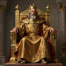 wisened philosopher king (an absolute monarch of his european kingdom) resides on his trone, highly detailed DnD portrait by Raffaello Ossola and Ross Tran and Greg Rutkowski, stunning detail, 8k, 4k
