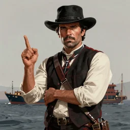 master and commander far side of the world, red dead redemption art style, rockstar games art, semi - realistic anime, portrait, beautiful face, symmetrical face