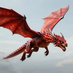 red dragon flying, realistic, ultra detailed, unreal engine, 1 6 k