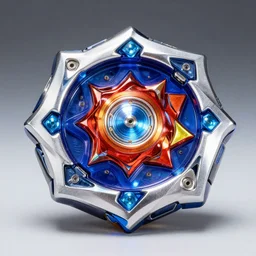 beyblade burst product photo, studio photo, highly detailed, 4K, awesome beyblade shining designed by Hans Ruedi Giger