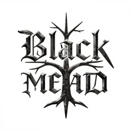 black metal band logo, unreadable text, metal font, looks like a tree silhouette, letters with branches, complex, horizontal