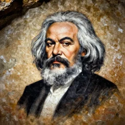beautiful cave painting portrait of karl marx