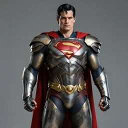 superman wearing ancient kryptonian armor, fantasy costume, 8 k