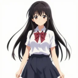 beautiful anime high - school girl, full body, high detail of the face, 1 / 4 hasui kawase