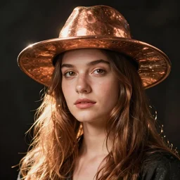 copper pot as a hat, portrait