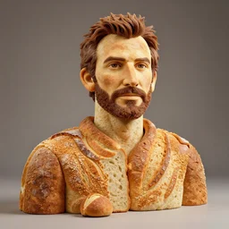 bradley cooper sculpture made out of bread, food art, studio lighting