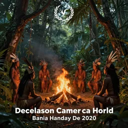 a beautiful matte painting of an indigenous tribe around a fire in the jungle, fantasy art