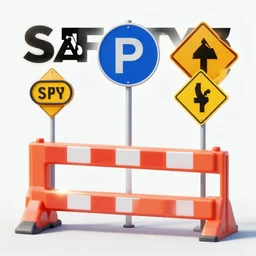a graphic design poster of the safety barrier, road street signs, construction yard, construction equipment 1 9 9 0, poster design, raygun magazine by david carson