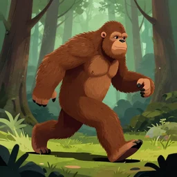 an ultra realistic digital illustration of Sasquatch running through the woods, smooth and clean digital art, comic book style and colors