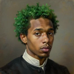 frank ocean with buzzcut green hair | renaissance | oil painting | highly detailed | emotional