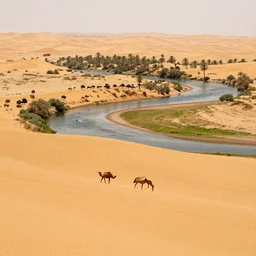 arabian desert becomes tropical, rivers, animals, beautiful landscape