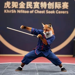 fox animal doing kung fu, award winning photograph