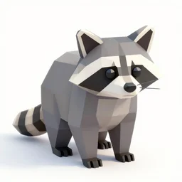 low polygon render of a raccoon on a white background, isometric 3 d, ultra hd