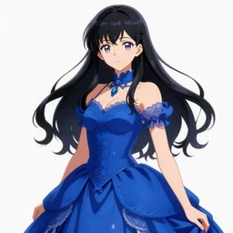 anime girl wearing a brilliant royal blue dress, intricate detail, digital portrait by artgerm and wpol, android jones, artstation