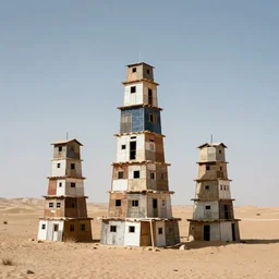 towers made up of makeshift squatter shacks in a desert, mamiya, 8 5 mm, fine details, photographed by gursky