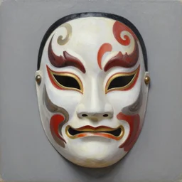 oni legendary mask, oil on canvas, high detail, hyperrealism, photo realistic, masterpiece, trending on artstation