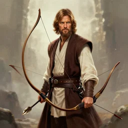 Dungeons and Dragons character art of Obi Wan Kenobi with bow and arrows