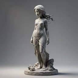 dramatic 3 d sculpture of a girl stylized, studio light, highly detailed, realistic - 4
