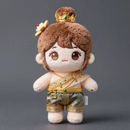 fumo plush of a cute little princess wearing thai traditional costume, anime girl, studio shoot