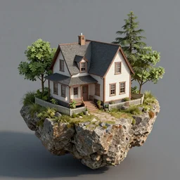 house on the island rock, unreal engine, high detail, realism, award winning, detailed lighting