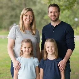 portrait of a family of 4 ⃣ : 2 ⃣ parents and 2 ⃣ kids by mandy jurgens