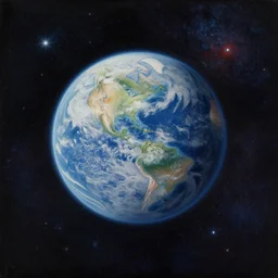 a detailed painting of a marble - like earth - like planet floating in space in a sea of colorful sea of stars, by alena aenami, petros afshar and greg rutkowski trending on artstation, deviantart, planet, clouds, earth, exoplanet, stars