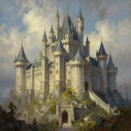 detailed castle, fantasy art, trending on artstation, oil painting, global illumination