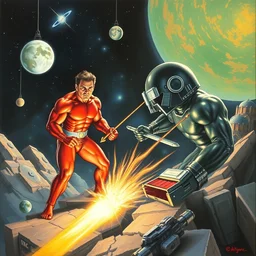 1 9 7 9 retro space box art nes. commodore 6 4. good guy vs bad guy. artgerm. coherent. keith parkinson. oil on canvas