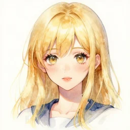 a watercolor headshot portrait of a beautiful anime girl with blonde hair by 小北, 阿荣, digital art, trending on pixiv, trending on artstation,