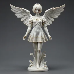 nier automata infinitely finitely detailed full - frame photograph of a full - body perfect porcelain statue, concept detailed detailed full - body porcelain xylin statue rendition. exostatic clothes. female angel frail and pale, wearing clothing. victorian color choices.