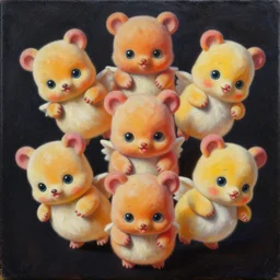 intricate five flying twinky, oil on canvas, hdr, high detail, photo realistic, hyperrealism, matte finish, high contrast, 3 d depth, centered, masterpiece, vivid and vibrant colors, enhanced light effect, enhanced eye detail, artstationhd
