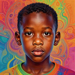 colourful upper half portrait of an african boy - art by aya takano, highly detailed, digital painting, illustration, smooth, sharp focus, intricate, symmetry, pinterest, behance, artstation