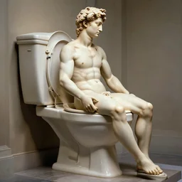 a massive toilet, art by michelangelo