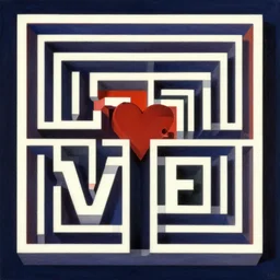 love maze, by M. C. Escher, vibrant colours