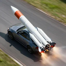 car with rockets attached to it