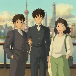 shanghai, in the style of studio ghibli, j. c. leyendecker, greg rutkowski, artgerm