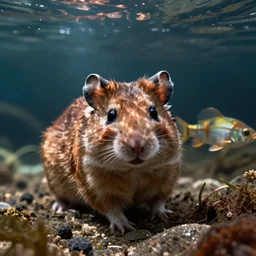 underwater video footage of a half hamster half fish.