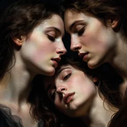space odyssey love story, in the style of tom jung and tizian, beautiful faces, dramatic, tragic, beautiful,