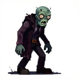 a zombie sprite from roguelike rpg game, msxotto, undeadpeople, sophisticated pixel art, antialiased, horror art, masterpiece, dark, gothic, very detailed, a single sprite on white background