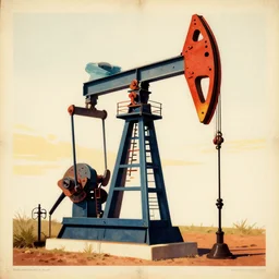 Oil pump, poster, 50s style, vintage