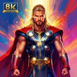 symmetry!! stunning portrait of marvel's thor!! by victo ngai, kilian eng vibrant colors, dynamic lighting, digital art, winning award masterpiece, fantastically beautiful, illustration, aestheticly inspired by beksinski and dan mumford, trending on artstation, art by greg rutkowski, 8 k