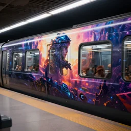 a modern metro painted by pascal campion, octane render, unreal engine 6, epic game graphics, fantasy, cyberpunk, conceptual art, ray tracing