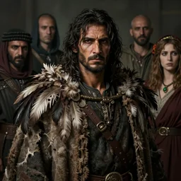 portrait painting of a middle - eastern man with shoulder length hair and a tough expression wearing a tattered feather cloak, ultra realistic, concept art, intricate details, eerie, highly detailed, photorealistic, octane render, 8 k, unreal engine. art by artgerm and greg rutkowski and charlie bowater and magali villeneuve and alphonse mucha