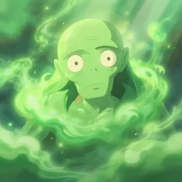 closeup upper body of magic fantasy zombie - spirit surrounded by green poison cloud, in a gentle green dawn light, clean cel shaded vector art, studio ghibli, eyvind earle, cinematic lighting, volumetric lighting, smooth, sharp focus, highly detailed, render in unreal engine 5, artstation, deviantart, behance, trending, epic composition, octane, light rays, award - winning