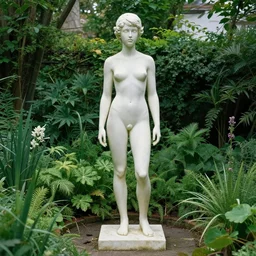 vaporwave statue in garden by Greg Hildebrandt