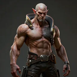 cyberpunk portrait of muscular demon from amun, au naturel, hyper detailed, digital art, trending in artstation, cinematic lighting, studio quality, smooth render, unreal engine 5 rendered, octane rendered, art style by pixar dreamworks warner bros disney red dead redemption far cry doom cyberpunk 2 0 7 7 marvel universe and overwatch.
