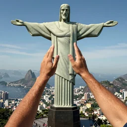 a highly detailed picture of, the christo redentor dabbing over rio de janeiro and shouting poggers, ultrawide lens, art by john collier and albert aublet and krenz cushart and artem demura and alphonse mucha, volumetric lighting, octane render, 4 k resolution, trending on artstation, masterpiece