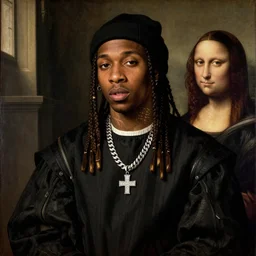 A Renaissance portrait painting of Playboi Carti by Giovanni Bellini and Leonardo da Vinci