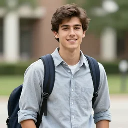 a photograph of a very handsome young guy going to college in 2 0 8 8