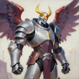 greg manchess portrait painting of armored sanguinius with wings as overwatch character, medium shot, asymmetrical, profile picture, organic painting, sunny day, matte painting, bold shapes, hard edges, street art, trending on artstation, by huang guangjian and gil elvgren and sachin teng